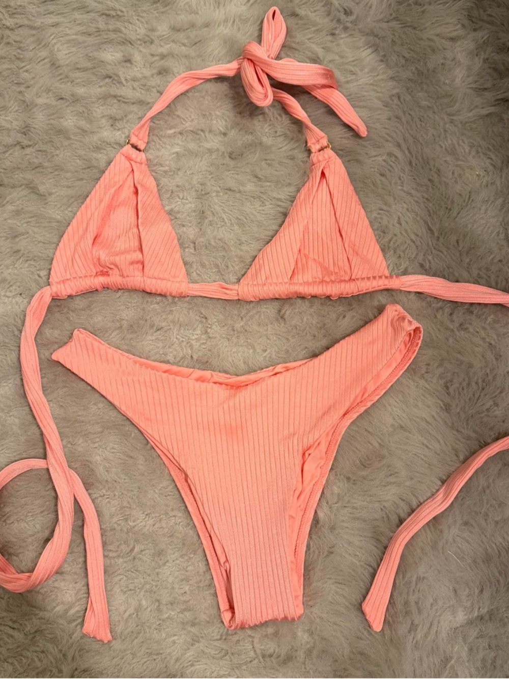 Monday Swimwear Morocco Top & Byron Bottom Bikini Set Guava Wide Rib